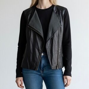 Michael Stars Leather‎ Front Moto Jacket Black Medium